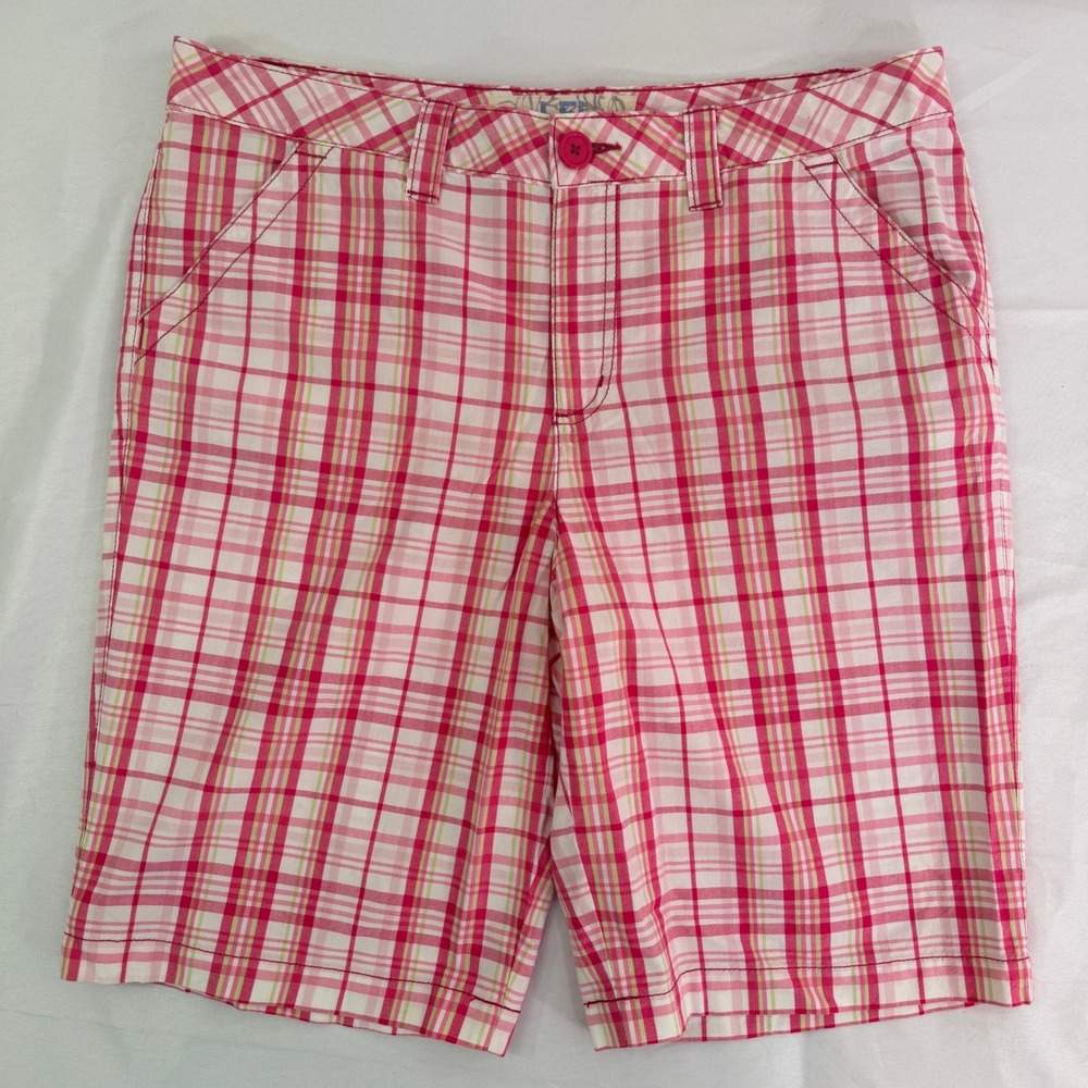 LFL 1982 Pink Plaid Bermuda Shorts Womens 12 Cotton Preppy Checkered SKU 460